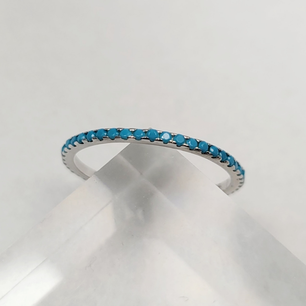 Sterling Silver Turquoise Eternity Band - Picture 4 of 16